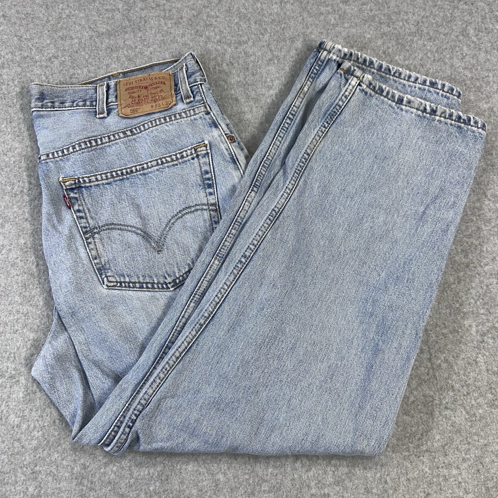 Levi's 550 Relaxed Fit Jeans Men's 38x30 Light Wash Blue Denim Pants Cotton